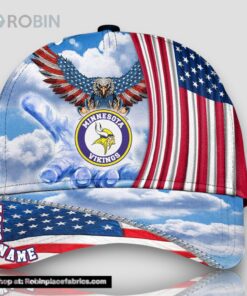 Minnesota Vikings America Eagle Flag 4th Of July Baseball Cap, Football Veteran Cap
