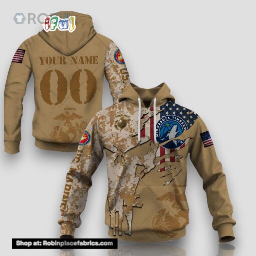NBA Minnesota Timberwolves Marine Corps Veteran Special Designs Hoodie