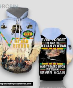 Never Forget Vietnam Veteran All Over Print 3D Hoodie For Military