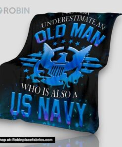 Never Underestimate An Old Man Who Is Also A Us Navy Fleece Throw Blanket