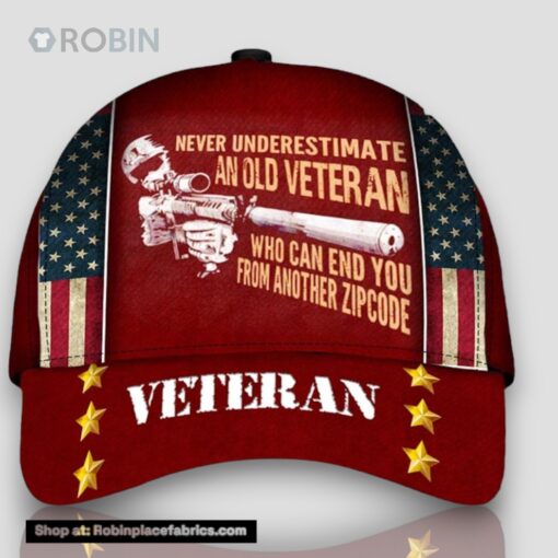 Never Understimate An Old Veteran Veteran Cap
