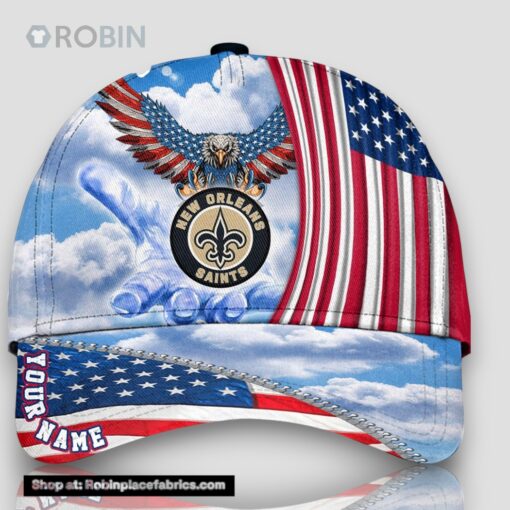 New Orleans Saints America Eagle Flag 4th Of July Baseball Cap, Football Veteran Cap