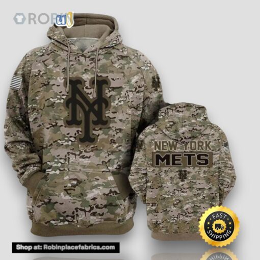 New York Mets Camouflageuflage Veteran 3D Hoodie