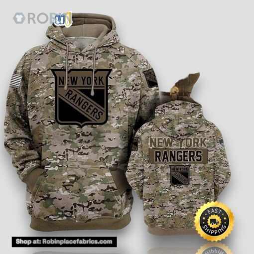 New York Rangers Camouflageuflage Veteran 3D Hoodie All Over Print