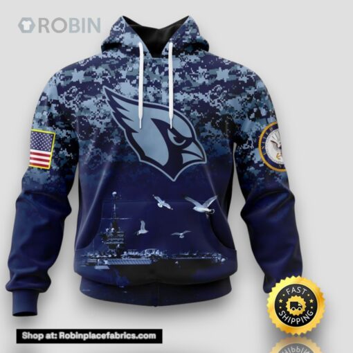 NFL Arizona Cardinals 3D Hoodie Honor US Navy Veterans Stylish Gear For Fans