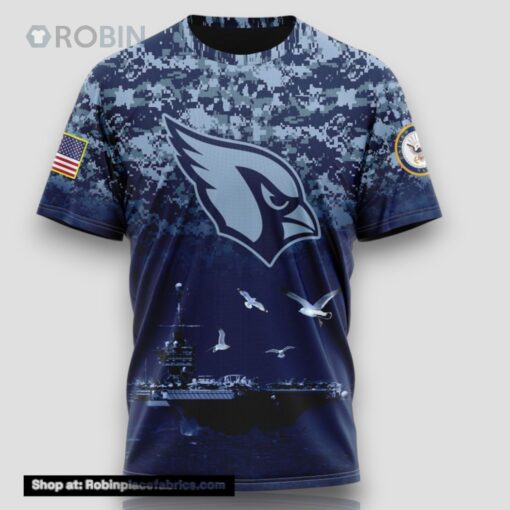 NFL Arizona Cardinals 3D T Shirt Honor US Navy Veterans Stylish Gear For Fans