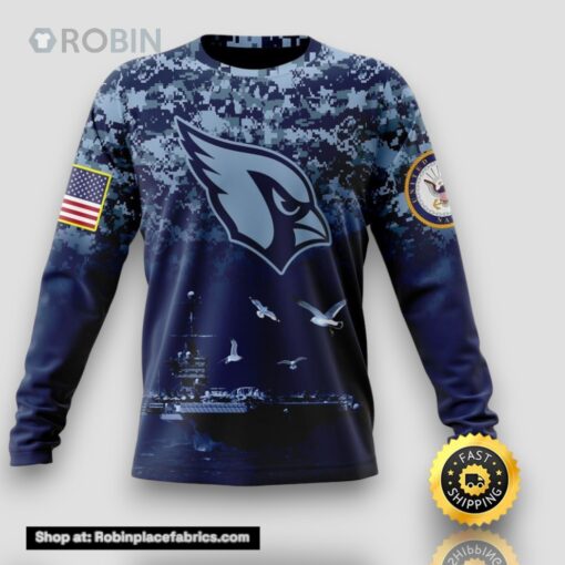 NFL Arizona Cardinals Crewneck Sweatshirt Honor US Navy Veterans Stylish Gear For Fans