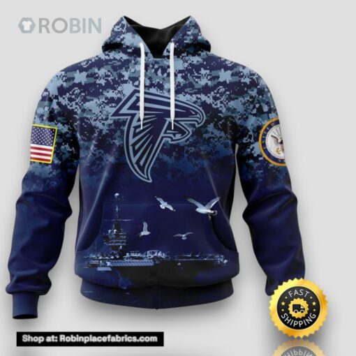 NFL Atlanta Falcons 3D Hoodie Honor US Navy Veterans Stylish Gear For Fans