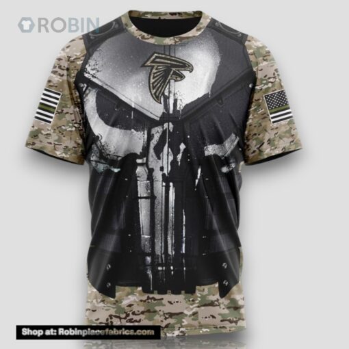 NFL Atlanta Falcons 3D T Shirt Punisher Skull Camouflage Veteran Kits Represent Your Team