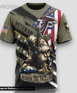 NFL Atlanta Falcons All Over Print 3D T Shirt Honor Veterans Kneeling Soldier Unisex Tshirt