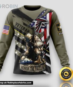 NFL Atlanta Falcons Crewneck Sweatshirt Honor Veterans Kneeling Soldier Gifts For Football Fans