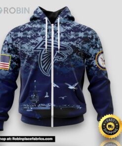 NFL Atlanta Falcons Zip Hoodie 3D Honor US Navy Veterans Stylish Gear For Fans