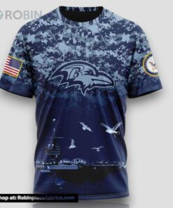 NFL Baltimore Ravens 3D T Shirt Honor US Navy Veterans Stylish Gear For Fans