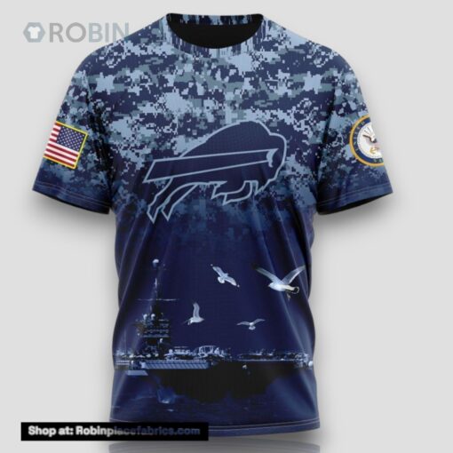 NFL Buffalo Bills 3D T Shirt Honor US Navy Veterans Stylish Gear For Fans