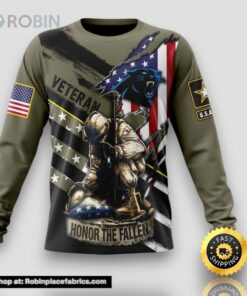 NFL Carolina Panthers Crewneck Sweatshirt Honor Veterans Kneeling Soldier Gifts For Football Fans