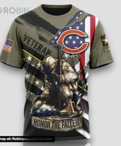 NFL Chicago Bears All Over Print 3D T Shirt Honor Veterans Kneeling Soldier Unisex Tshirt