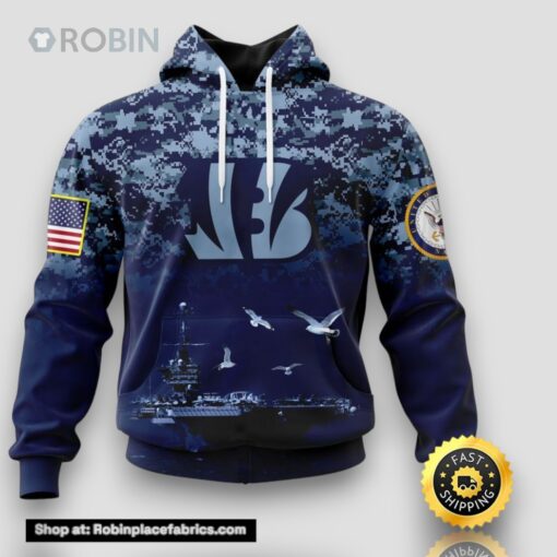 NFL Cincinnati Bengals 3D Hoodie Honor US Navy Veterans Stylish Gear For Fans