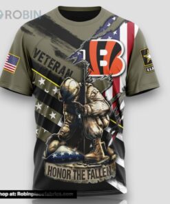 NFL Cincinnati Bengals All Over Print 3D T Shirt Honor Veterans Kneeling Soldier Unisex Tshirt