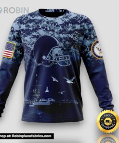 NFL Cleveland Browns Crewneck Sweatshirt Honor US Navy Veterans Stylish Gear For Fans