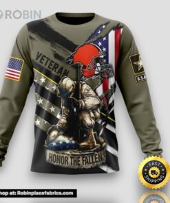 NFL Cleveland Browns Crewneck Sweatshirt Honor Veterans Kneeling Soldier Gifts For Football Fans