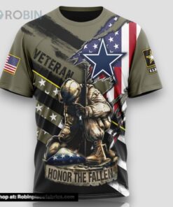 NFL Dallas Cowboys All Over Print 3D T Shirt Honor Veterans Kneeling Soldier Unisex Tshirt