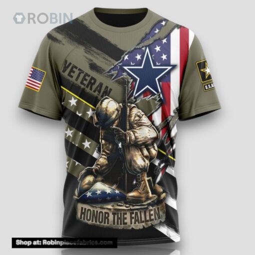 NFL Dallas Cowboys All Over Print 3D T Shirt Honor Veterans Kneeling Soldier Unisex Tshirt