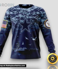 NFL Dallas Cowboys Crewneck Sweatshirt Honor US Navy Veterans Stylish Gear For Fans