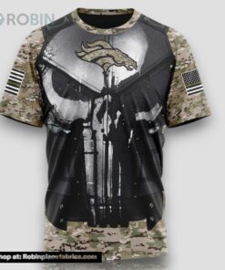 NFL Denver Broncos 3D T Shirt Punisher Skull Camouflage Veteran Kits Represent Your Team