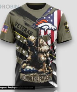 NFL Denver Broncos All Over Print 3D T Shirt Honor Veterans Kneeling Soldier Unisex Tshirt