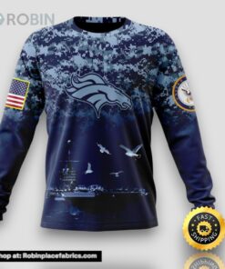 NFL Denver Broncos Crewneck Sweatshirt Honor US Navy Veterans Stylish Gear For Fans