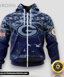 NFL Green Bay Packers Zip Hoodie 3D Honor US Navy Veterans Stylish Gear For Fans