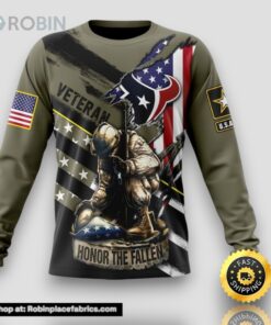 NFL Houston Texans Crewneck Sweatshirt Honor Veterans Kneeling Soldier Gifts For Football Fans