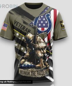 NFL Indianapolis Colts All Over Print 3D T Shirt Honor Veterans Kneeling Soldier Unisex Tshirt