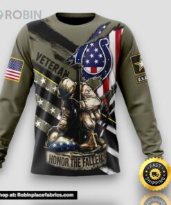 NFL Indianapolis Colts Crewneck Sweatshirt Honor Veterans Kneeling Soldier Gifts For Football Fans