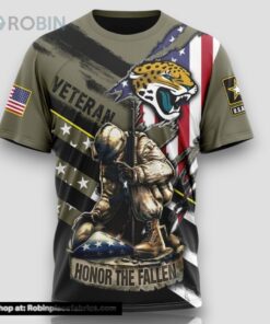 NFL Jacksonville Jaguars All Over Print 3D T Shirt Honor Veterans Kneeling Soldier Unisex Tshirt