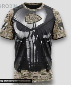 NFL Kansas City Chiefs 3D T Shirt Punisher Skull Camouflage Veteran Kits Represent Your Team