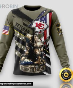 NFL Kansas City Chiefs Crewneck Sweatshirt Honor Veterans Kneeling Soldier Gifts For Football Fans