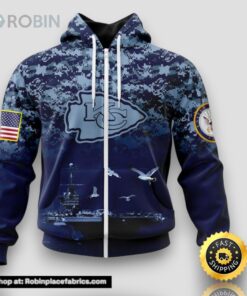 NFL Kansas City Chiefs Zip Hoodie 3D Honor US Navy Veterans Stylish Gear For Fans