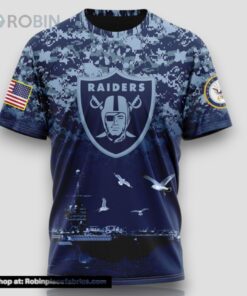 NFL Las Vegas Raiders 3D T Shirt Honor US Navy Veterans Stylish Gear For Fans
