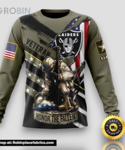 NFL Las Vegas Raiders Crewneck Sweatshirt Honor Veterans Kneeling Soldier Gifts For Football Fans