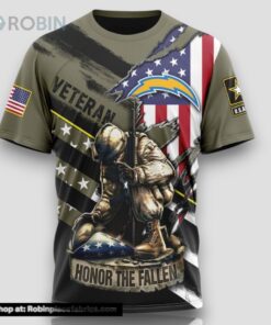 NFL Los Angeles Chargers All Over Print 3D T Shirt Honor Veterans Kneeling Soldier Unisex Tshirt