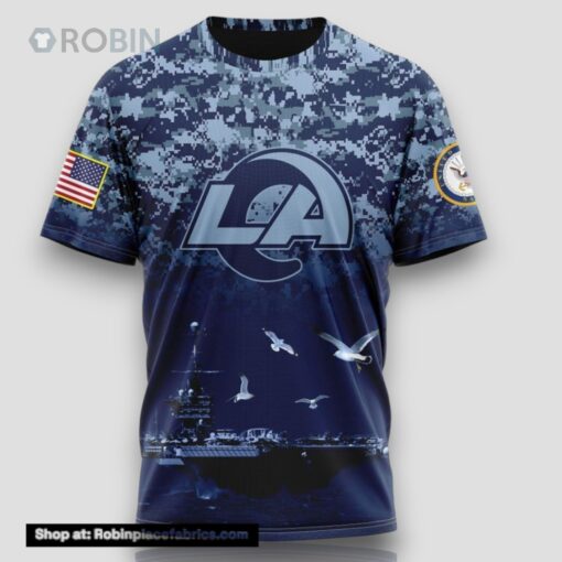 NFL Los Angeles Rams 3D T Shirt Honor US Navy Veterans Stylish Gear For Fans