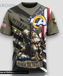 NFL Los Angeles Rams All Over Print 3D T Shirt Honor Veterans Kneeling Soldier Unisex Tshirt