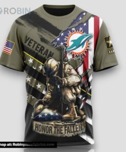 NFL Miami Dolphins All Over Print 3D T Shirt Honor Veterans Kneeling Soldier Unisex Tshirt