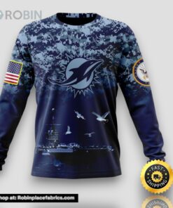 NFL Miami Dolphins Crewneck Sweatshirt Honor US Navy Veterans Stylish Gear For Fans