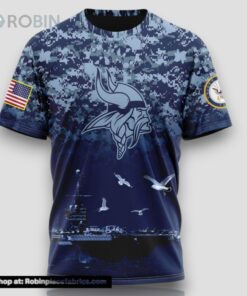 NFL Minnesota Vikings 3D T Shirt Honor US Navy Veterans Stylish Gear For Fans