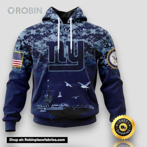 NFL New York Giants 3D Hoodie Honor US Navy Veterans Stylish Gear For Fans