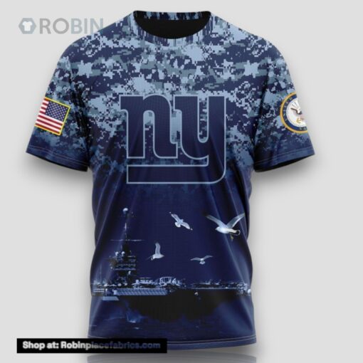 NFL New York Giants 3D T Shirt Honor US Navy Veterans Stylish Gear For Fans