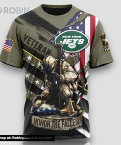 NFL New York Jets All Over Print 3D T Shirt Honor Veterans Kneeling Soldier Unisex Tshirt