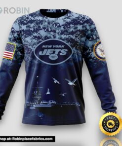 NFL New York Jets Crewneck Sweatshirt Honor US Navy Veterans Stylish Gear For Fans